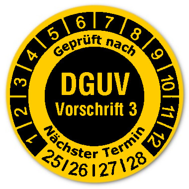 Prüfplaketten DGUV Vorschrift 3 invers