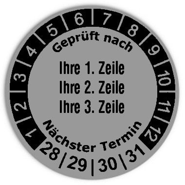 Prüfplaketten 3-zeilig - Durchmesser: 30mm