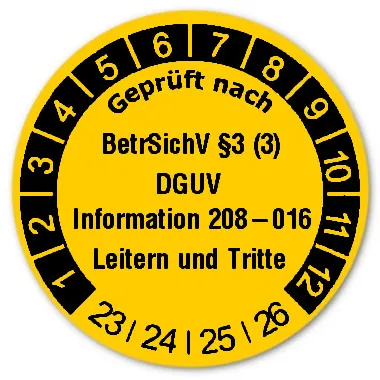 Datum Prüfetikett Material:Folie gelb Größe:Ø 30mm Nächste Prüfung:2023 Barcode:ohne Stellenanzahl:ohne Ausführung:1 Etikett pro Nummer Etiketten je Rolle:500