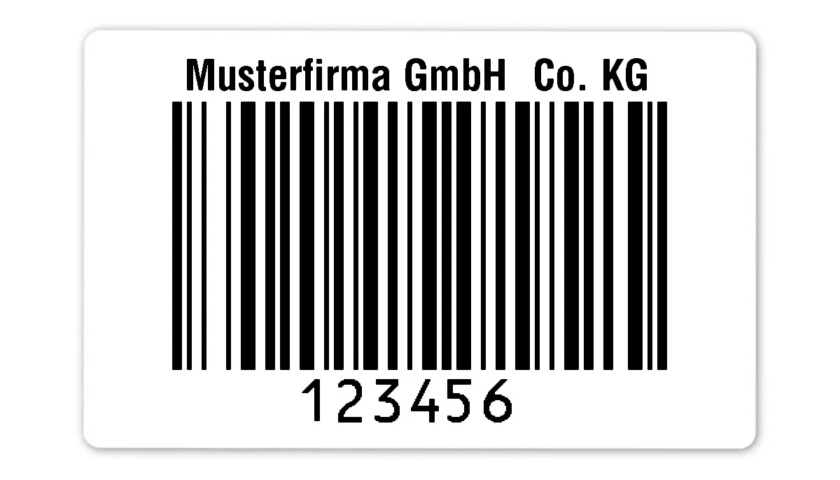 Palettenetiketten Material:Folie weiß Größe:80x50mm Kopfzeile:"Ihr Wunschtext" Barcode:128B Stellenanzahl:6-stellig Ausführung:1 Etikett pro Nummer Etiketten je Rolle:300