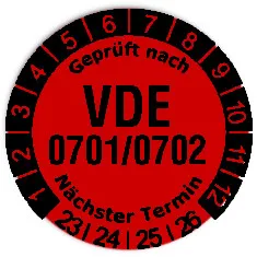 Produktbild:Datum Prüfetikett Material:Folie rot Größe:Ø 20mm Nächste Prüfung:2023 Barcode:ohne Stellenanzahl:ohne Ausführung:1 Etikett pro Nummer Etiketten je Rolle:300