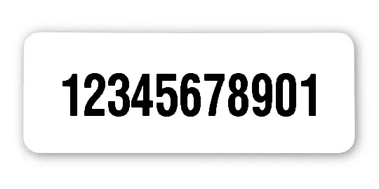 Universaletiketten Material:Folie weiß Größe:40x15mm Kopfzeile:"ohne" Barcode:ohne Stellenanzahl:11-stellig Ausführung:2 Etiketten pro Nummer Etiketten je Rolle:500