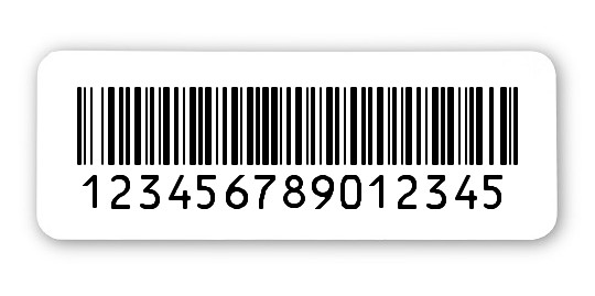 Universaletiketten Material:Folie hochglänzend weiß Größe:40x15mm Kopfzeile:"ohne" Barcode:128B Stellenanzahl:15-stellig Ausführung:3 Etiketten pro Nummer Menge:300