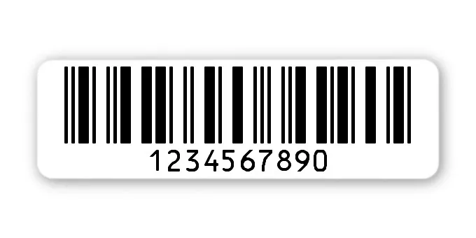 Archivierungsetiketten Material:Polyethylen-Folie hochglänzend weiß Größe:50x15mm Kopfzeile:"ohne" Barcode:2a5 interleaved Stellenanzahl:10-stellig Sonderetikett:Postfix 3 Menge:1000