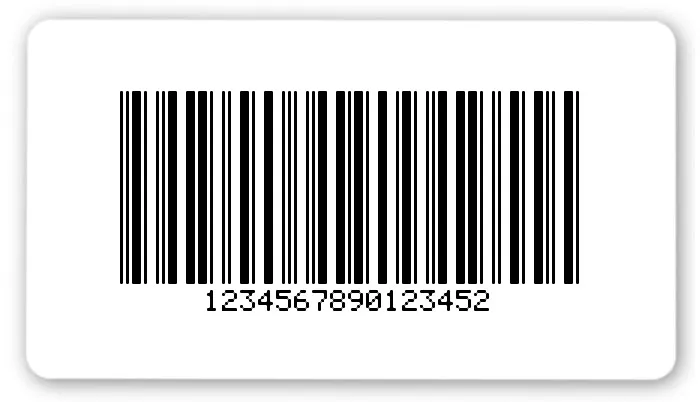 Universaletiketten Material:Folie hochglänzend weiß Größe:54x30mm Kopfzeile:"ohne" Barcode:2a5 mit Prüfziffer Stellenanzahl:16-stellig Ausführung:2 Etiketten pro Nummer Menge:1000
