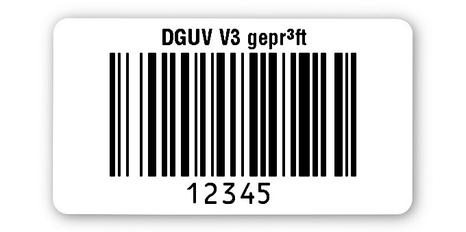 500x Prüfetiketten Folie weiß, 45x25mm, 128B 5-stellig ff, DGUV V3 geprüft, 1 Etikett pro Nummer