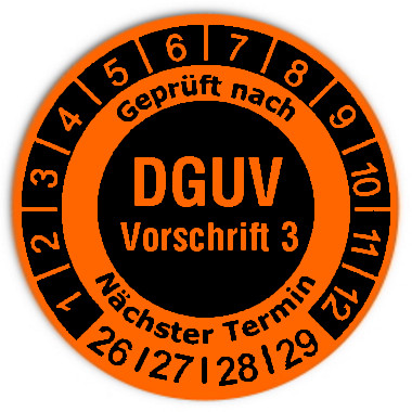 Prüfplaketten DGUV Vorschrift 3 invers