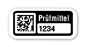 1000x Prüfmitteletiketten Folie weiß, 18x8mm, DataMatrix 4-stellig ff, Prüfmittel, 1 Etikett pro Nummer