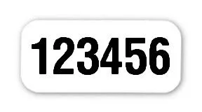Steckdosen Etiketten Material:Folie weiß Größe:18x8mm Kopfzeile:"ohne" Barcode:ohne Stellenanzahl:6-stellig Ausführung:1 Etikett pro Nummer Etiketten je Rolle:500