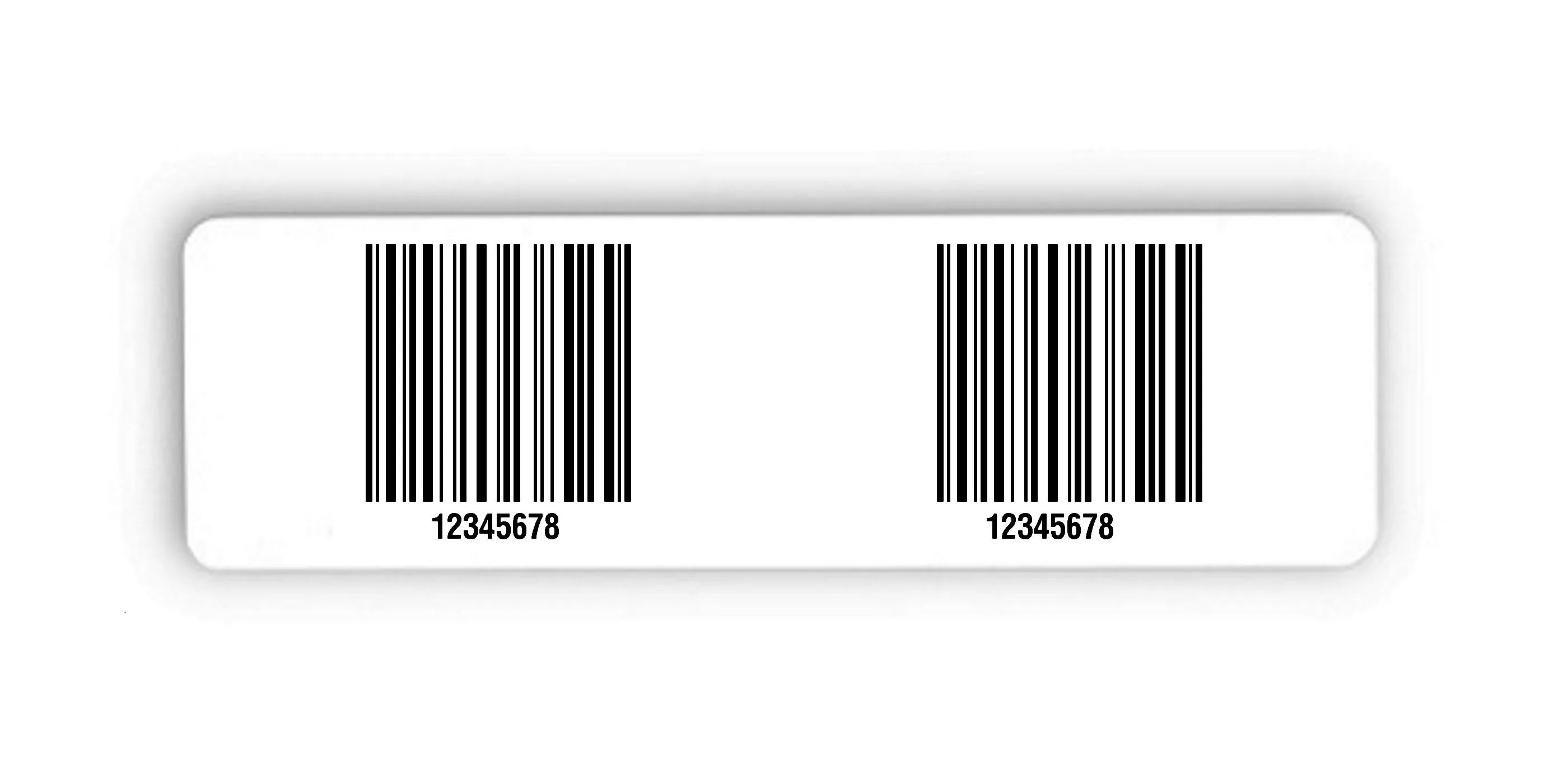 Palettenetiketten Material:Polyethylen-Folie hochglänzend weiß Größe:150x50mm Kopfzeile:"ohne" Barcode:128C Stellenanzahl:8-stellig Menge:300