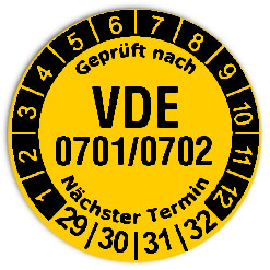 Prüfplaketten "VDE 0701/0702" - Durchmesser: 20mm