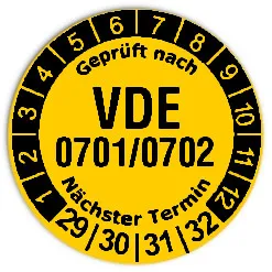 Produktbild: Prüfplaketten "VDE 0701/0702" - Durchmesser: 20mm