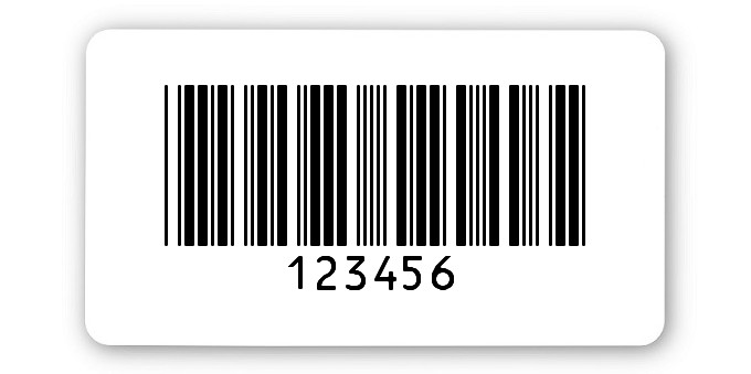 100x Etiketten Folie weiß, 45x25mm, 6-stellig ff, 1 Etikett pro Nummer