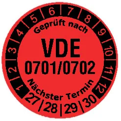 Produktbild: Prüfplaketten "VDE 0701/0702" - Durchmesser: 20mm