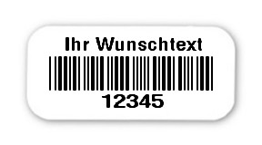 100x Etiketten Folie weiß, 18x8mm, 5-stellig fix, Ihr Wunschtext, 1 Etikett pro Nummer