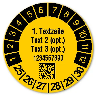 Produktbild: Prüfplaketten Datum mit DataMatrix- oder QR-Code, 1000 Stück