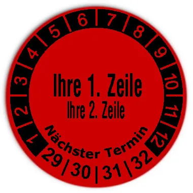 Produktbild: Prüfplaketten 2-zeilig - Durchmesser: 30mm 
