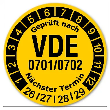Prüfplaketten VDE 0701/0702