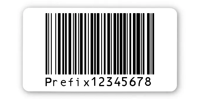 Archivierungsetiketten Material:Polyethylen-Folie hochglänzend weiß Größe:45x25mm Kopfzeile:"ohne" Barcode:128B Stellenanzahl:8-stellig Sonderetikett:Uncodierter Präfix Menge:1000