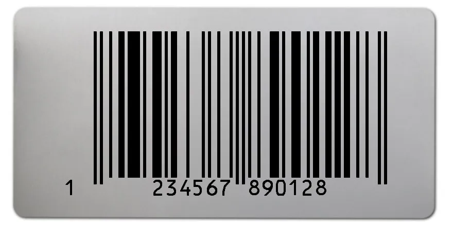 Universaletiketten Material:Polyester-Folie Silberoptik matt Größe:68x34mm Kopfzeile:"ohne" Barcode:EAN 13 Stellenanzahl:13-stellig Ausführung:1 Etikette pro Nummer Menge:100