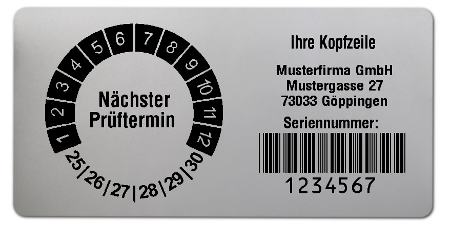 Prüfplakettenträger für Datum Plaketten - 68x34mm, silber