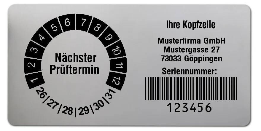 Produktbild: Prüfplakettenträger für Datum Plaketten - 68x34mm, silber