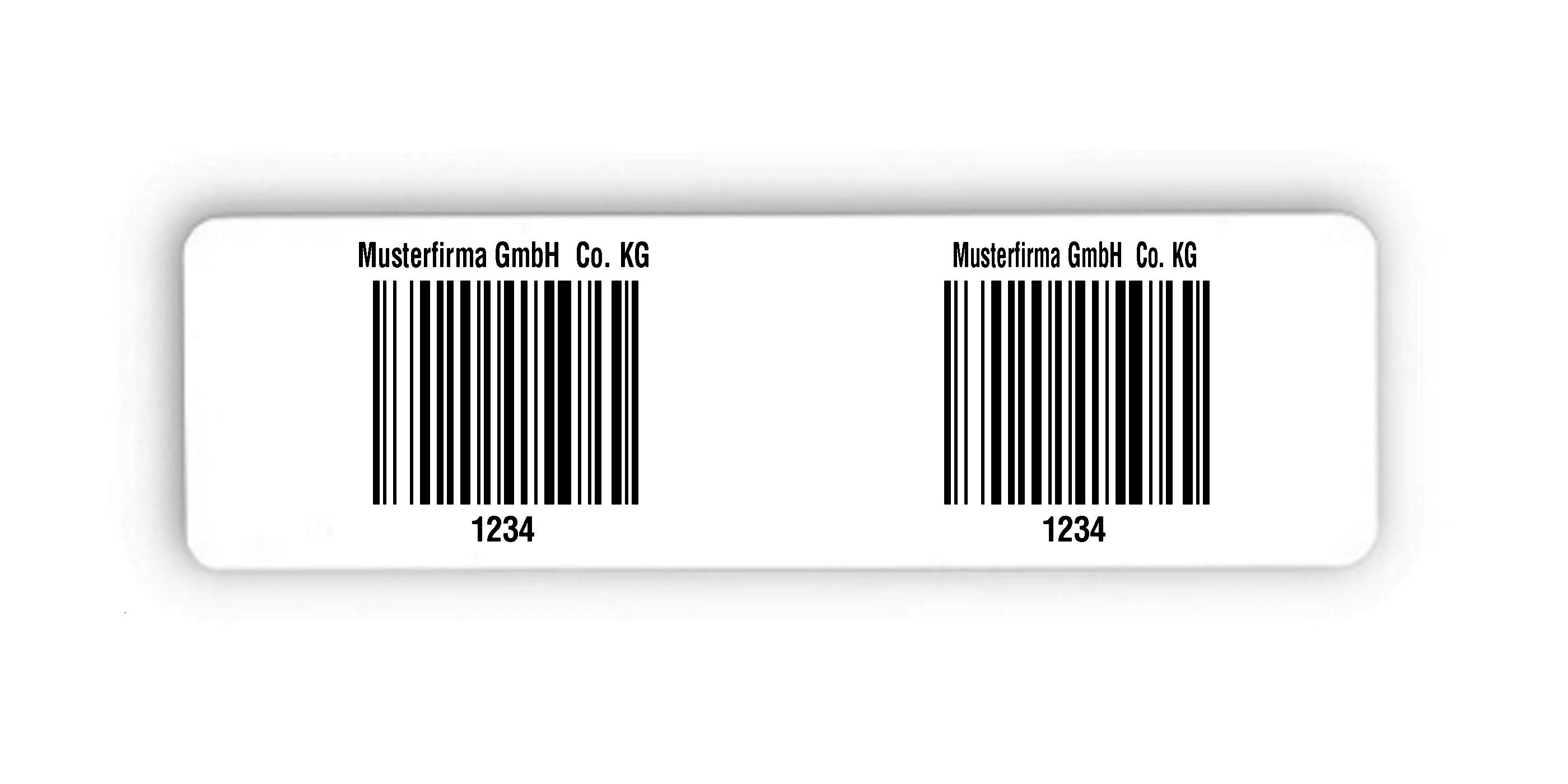 Palettenetiketten Material:Polyethylen-Folie hochglänzend weiß Größe:150x50mm Kopfzeile:"Ihr Wunschtext" Barcode:128B Stellenanzahl:4-stellig Menge:300