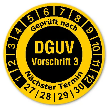 Produktbild: Prüfplaketten DGUV Vorschrift 3 invers - Durchmesser: 30mm