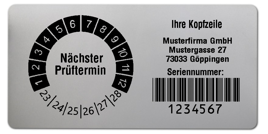 300x Folie silber, 68x34mm, 5-stellig ff, Ihr Wunschtext, 1 Etikett pro Nummer