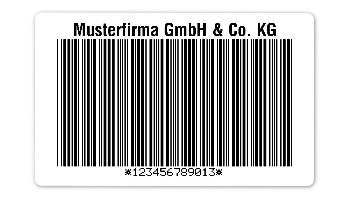 Palettenetiketten Material:Folie weiß Größe:80x50mm Kopfzeile:"Ihr Wunschtext" Barcode:Code 39 mit Prüfziffer Stellenanzahl:12-stellig Ausführung:1 Etikett pro Nummer Etiketten je Rolle:300