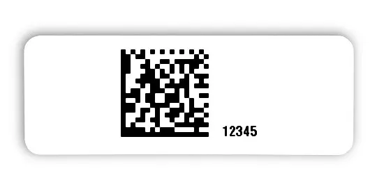 Universaletiketten Material:Patch Größe:40x15mm Kopfzeile:"ohne" Barcode:DataMatrix Stellenanzahl:5-stellig Ausführung:1 Etikette pro Nummer Menge:1000