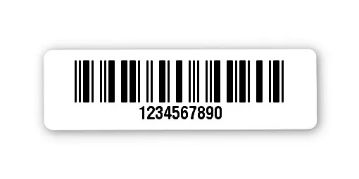 Archivierungsetiketten Material:Polyethylen-Folie hochglänzend weiß Größe:31x9mm Kopfzeile:"ohne" Barcode:2a5 interleaved Stellenanzahl:10-stellig Ausführung:1 Etikette pro Nummer Menge:1000