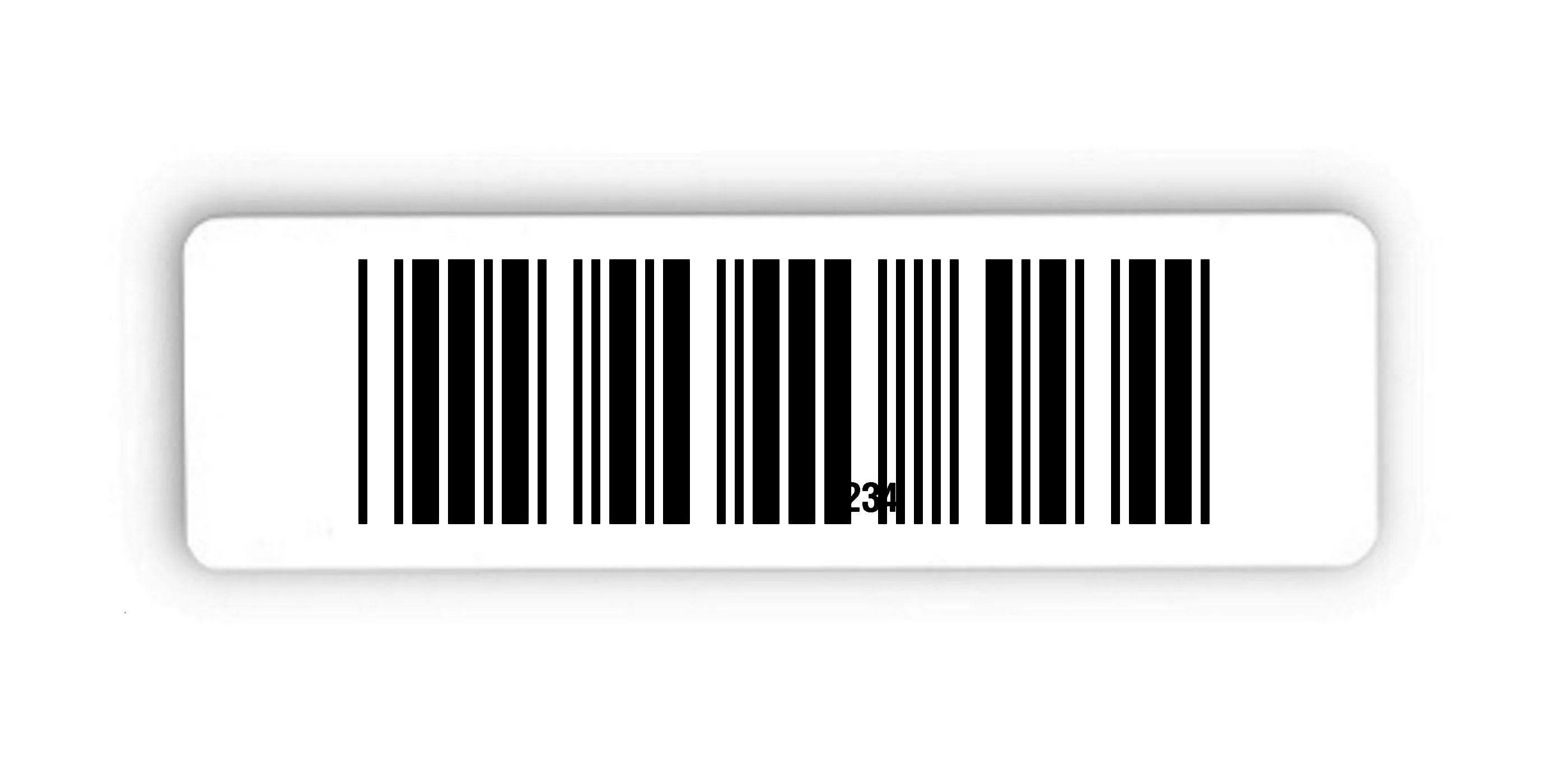 Universaletiketten Material:Polyethylen-Folie hochglänzend weiß Größe:150x50mm Kopfzeile:"ohne" Barcode:2a5 interleaved Stellenanzahl:4-stellig Ausführung:1 Etikette pro Nummer Menge:1000