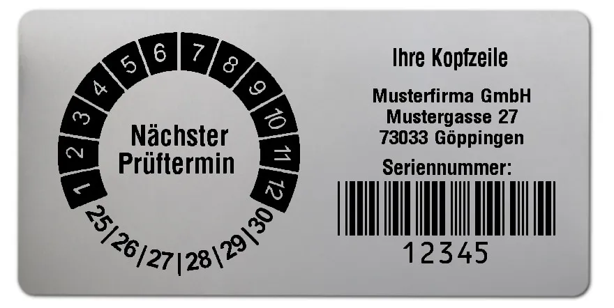 Produktbild: Prüfplakettenträger für Datum Plaketten - 68x34mm, silber