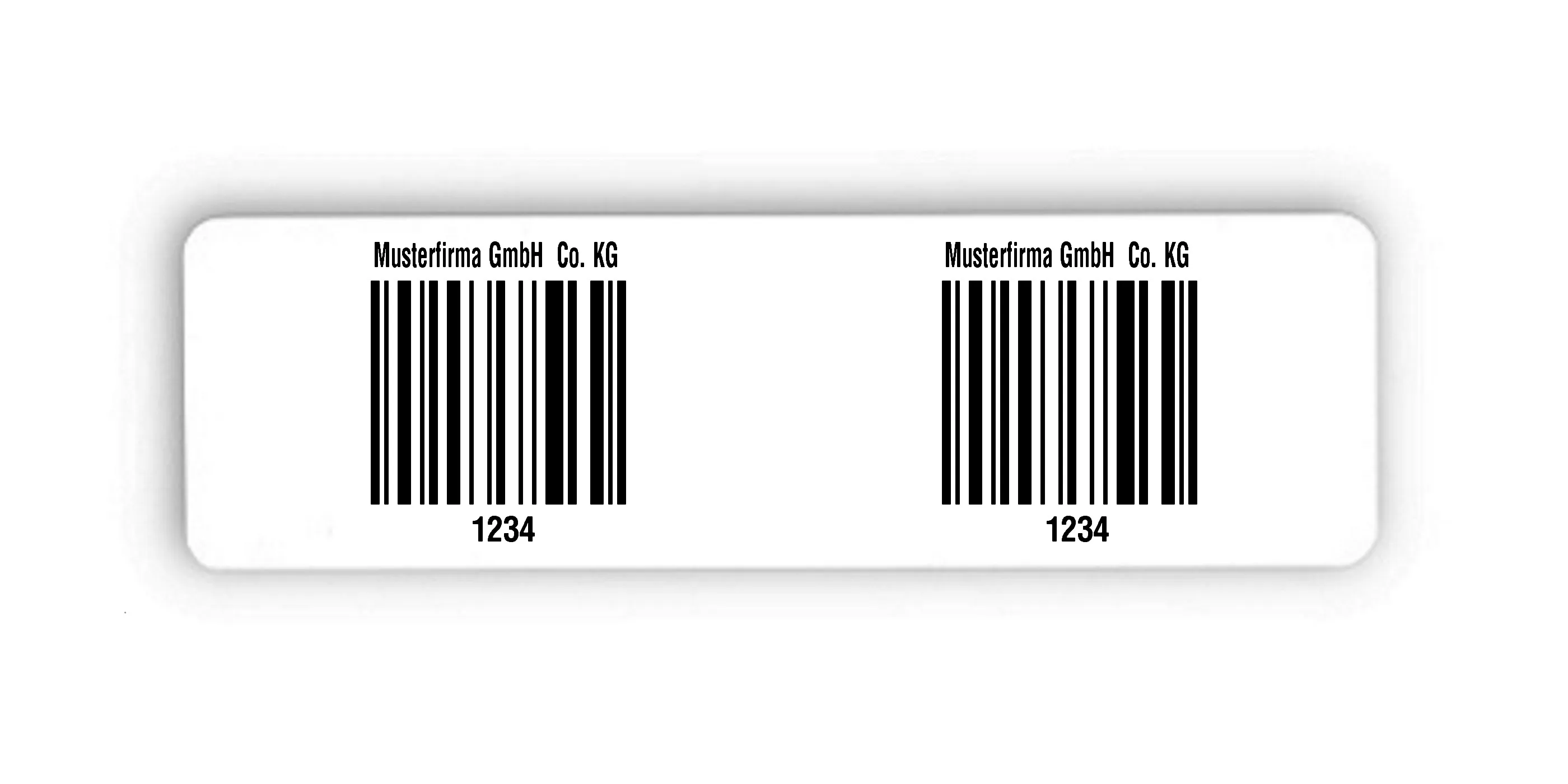 Palettenetiketten Material:Polyethylen-Folie hochglänzend weiß Größe:150x50mm Kopfzeile:"Ihr Wunschtext" Barcode:128C Stellenanzahl:4-stellig Menge:300