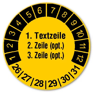 Produktbild: Prüfplaketten 6 Jahre, 3-zeilig, Durchmesser: 30mm